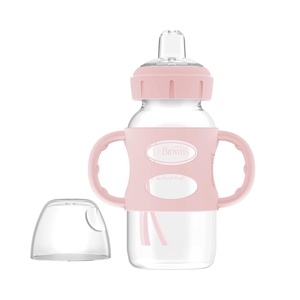 image:imageDr Browns Milestones WideNeck Sippy Spout Bottle with Silicone Handles 9 oz270 mL Pink 1Pack1 Pack  Light Pink