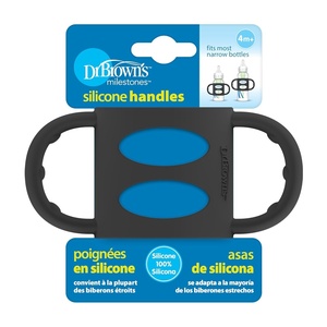 image:imageDr Browns Narrow Baby Bottle Handles 100 Silicone Easy Grip Removable Handles for Bottle to Sippy Cup Transition BlackEcruPink 3Pack 4mBlack