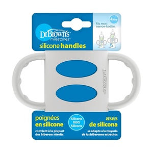 image:imageDr Browns Narrow Baby Bottle Handles 100 Silicone Easy Grip Removable Handles for Bottle to Sippy Cup Transition BlackEcruPink 3Pack 4mGray