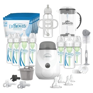 image:imageDr Browns Natural Flow AntiColic Options First Year Feeding Set with Newborn Baby Bottles Soft Spout Transition Cup Bottle Cleaning Brush amp 100 Silicone HappyPaci Pacifier 0m38 Piece  AllinOne Bottle Warmer Gift Set