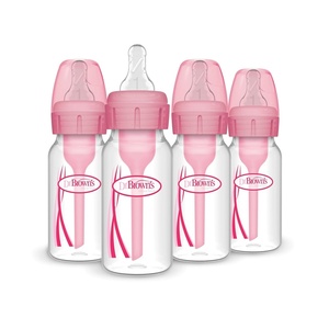 image:imageDr Browns Natural Flow AntiColic Options Narrow Baby Bottle 4 oz120 mL with Level 1 Slow Flow Nipple Pink 0m 4 Pack