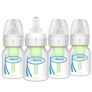 image:imageDr Browns Natural Flow AntiColic Options Narrow Baby Bottle Blue Nature 8 oz250 mL with Level 1 Slow Flow Nipples 0m 4 Pack4 Pack  2oz  Clear