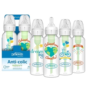 image:imageDr Browns Natural Flow AntiColic Options Narrow Baby Bottle Blue Nature 8 oz250 mL with Level 1 Slow Flow Nipples 0m 4 PackDream Adventure  8 oz  4 Pack
