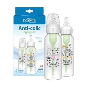 image:imageDr Browns Natural Flow AntiColic Options Narrow Baby Bottle Frog and Pig 8 oz250 mL with Level 1 Slow Flow Nipple BPAFree 0m 2Pack2Pack  Squirrel  Goat
