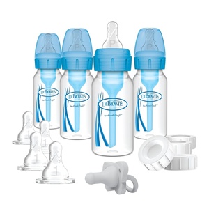 image:imageDr Browns Natural Flow AntiColic Options Narrow Breast to Bottle Pump amp Store Feeding Set with Slow Flow Nipples Baby Bottle Travel Caps and 100 Silicone HappyPaci OnePiece Pacifier BlueBlue  Breast to Bottle Feeding Set