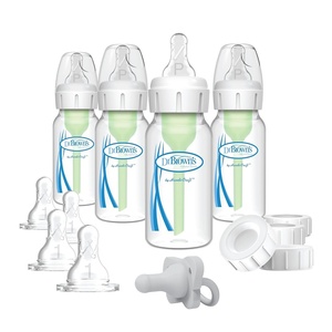 image:imageDr Browns Natural Flow AntiColic Options Narrow Breast to Bottle Pump amp Store Feeding Set with Slow Flow Nipples Baby Bottle Travel Caps and 100 Silicone HappyPaci OnePiece Pacifier BlueClear  Breast to Bottle Feeding Set