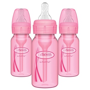 image:imageDr Browns Natural Flow AntiColic OptionsNarrow 8oz250mL Baby Bottle  Lovey Gift Set with Level 1 Slow Flow Nipples Pink4 oz  Pink