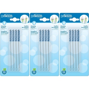 image:imageDr Browns Natural Flow Reusable Baby Bottle Vent System and Reservoir Cleaning Bristle Brush BPA Free Blue Brushes 4Pack12 Pack