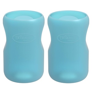 image:imageDr Browns Options WideNeck Glass Bottle Sleeve 100 Silicone Pink BPAFree 5 oz 1PackBlue Value Pack  9oz