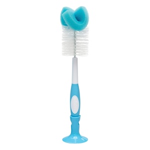 image:imageDr Browns Reusable Sponge Baby Bottle Cleaning Brush Set with Suction Cup Stand Scrubber and Nipple Cleaner Blue 3PackBlue Bottle Brush