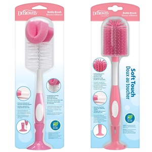 image:imageDr Browns Reusable Sponge Baby Bottle Cleaning Brush Set with Suction Cup Stand Scrubber and Nipple Cleaner Blue 3PackPink Variety Pack