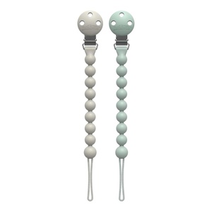 image:imageDr Browns Silicone Pacifier Clips Universal Fit Strap for Pacifiers GreenGray BPA Free 018 Months 2Pack