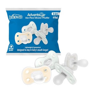 image:imageDr Browns Advantage OnePiece Silicone Baby Pacifier Fully Symmetrical Soother EcruGrayGreen 06M BPAFree 4Pack
