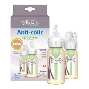 image:imageDr Browns AntiColic Options Narrow PPSU Baby Bottle with Level 1 Slow Flow Nipples Durable and Lightweight BPA Free 4 oz120 ml 2PackAmber