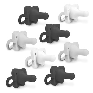 image:imageDr Browns HappyPaci 100 Silicone Baby Pacifier Contoured OnePiece Design Gray Black White 06m BPAFree 8Pack1 Count Pack of 8