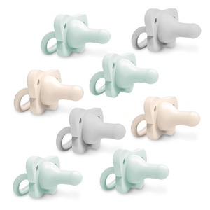 image:imageDr Browns HappyPaci 100 Silicone Baby Pacifier Contoured OnePiece Design Gray Green Ecru 06m BPAFree 8Pack4 Count Pack of 2