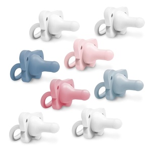 image:imageDr Browns HappyPaci 100 Silicone Baby Pacifier Contoured OnePiece Design LightBlue Blue White LightPink Pink 06m BPAFree 8Pack