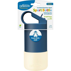 image:imageDr Browns Insulated Stainless Steel Water Bottle Straw Lid 12oz GreenBlue