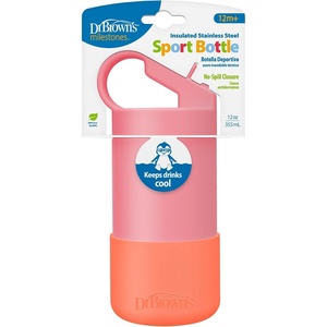 image:imageDr Browns Insulated Stainless Steel Water Bottle Straw Lid 12oz GreenPink